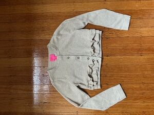 EUC Lilly Pulitzer Gold Lurex Ruffle Cardigan (Girls size 8-10)